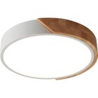DELIPOP Plafonnier LED moderne 24W - 6500K Lumière blanche - Lampe de Plafond bois Rond pour chambre salle à mange cuisine - Blanc