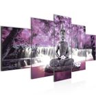 Runa art Tableau Décoration Murale Cascade Bouddha 200x100 cm - 5 Panneaux Deco Toile Prêt à Accrocher 503551c