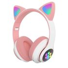SWAREY casque de jeu sans fil LED rechargeable et pliable avec microphone intégré et bluetooth Annulation de bruit mignonne live streaming