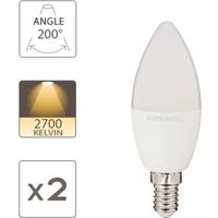 Pack de 2 Ampoules LED (Flamme) - SupraLED - culot E14 - 2,8W - 250 lumens - blanc chaud