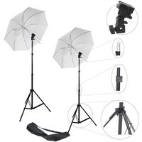 DynaSun Kit 2x W968S Kit d'éclairage Professionnel Studio Photo Vidéo avec Trépied, Douille Rotule Orientable, Parapluie et Sac 