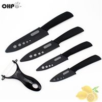 OHP 5pcs Couteau en céramique , Ensembles de couteaux de cuisine Couteaux chef pour Couper Fruits Légumes Viande Avec fourreau