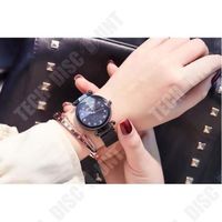 TD® Coffret Cadeau Montre en Quartz Bracelet pour Femme -Ciel Étoilé- en Maille à Boucle Magnétique Vitre Cadran forme Bracelet