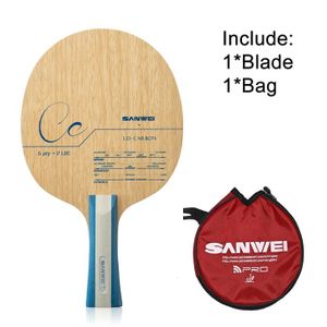 TABLE TENNIS DE TABLE SANWEI-Lame de tennis de table CC,5 bois et 2 carbone,pour entraînement de ping-pong,avec sac- FL and Bag