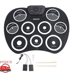 Batterie électronique Portable VISIONPAD-9 - 7 Pads Mesh, 2 Pédales, 273 Sons, 45 Kits, Port USB-C, Idéale Pour Entraînement Silencieux à La Maison