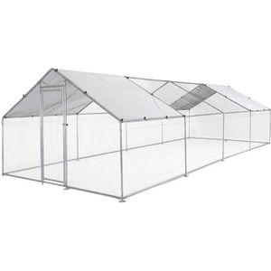 POULAILLER Enclos pour poulailler 24 m² - Babette - Volière en acier galvanisé. bâche de toit imperméable et anti UV. porte avec loquet. enclos