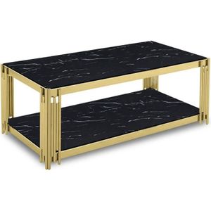 TABLE BASSE LEXIE - Table basse rectangle en verre effet marbr