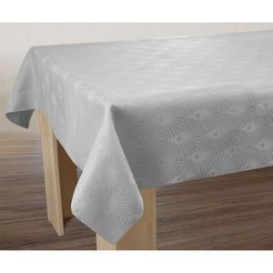 Nappe damass/ée rectangulaire avec bande satin/ée blanc rond 80 x 80 cm chemin de table de decoHometextil