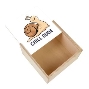 Boîte cadeau Boite Coffret en Bois - Chill Dude Escargot Lent Enfant Humour  (11 x 11 x 3,5 cm)