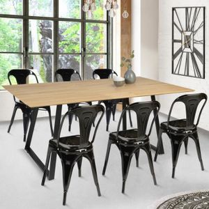 TABLE À MANGER SEULE Table à manger extensible rectangle HAVANA 6-8 personnes design industriel 150-180 cm