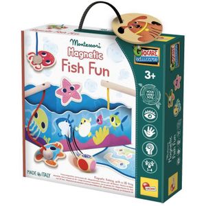 Binnan Jeu De Pêche Magnétique En Bois – 15 Animaux Colorés – Boîte De Rangement – Coordination œil-main 3-6 Ans
