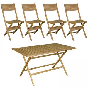 Ensemble table et chaise de jardin Table de jardin - OVIALA - Sète - Bois d'eucalyptu