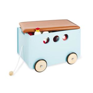 COFFRE À JOUETS Coffre à jouets avec roues Pinolino Jim Bleu - Bois - Capacité de charge 20 kg