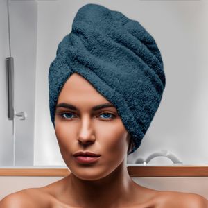 SERVIETTES DE BAIN Serviette de bain pour la tête en coton 24x62 cm LAGUNE bleu canard, par Soleil d'Ocre
