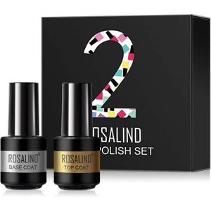 VERNIS A ONGLES ROSALIND Vernis Semi Permanent Base et Top Coat 7ml à Ongles Nail Art Design UV LED Lamp Soak Off Gel Manucure Salon 2pcs470