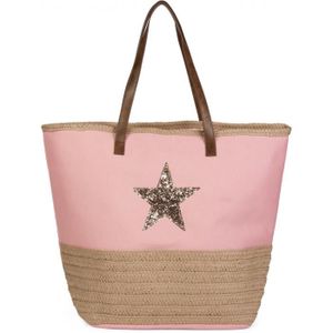 styleBREAKER Sac de Plage XXL Extra Large avec Motif /étoile Sac de Bain Sac Shopper Sac Besace Couleur:Blanc Femmes 02012079