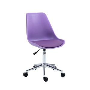 Chaise de bureau enfant ergonomique étudiant réglable roulant métal violet  blanc-couleur douce