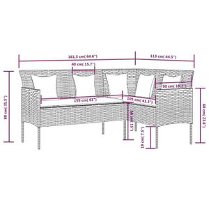 CANAPÉ DE JARDIN FAN - Mobilier de jardin - Canapé d'extérieur en L avec coussins Résine tressée Noir - DX2277