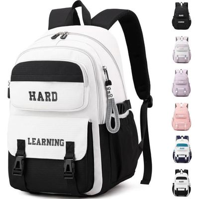 Sac à Dos Enfant Tissu Oxford Imperméable Sac École Scolaire Léger Portable Primaire Collège Pour Garcon Fille Blanc noir Blanc noir - Bagagerie - Maroquinerie