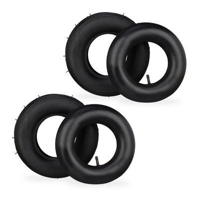 Roue De Brouette Increvable 3.50-6 - Charge Max 100kg, Pneu En Caoutchouc PU, Jante Noire - Pour Chariot, Jardin Roue 3.50-6 Sans Air Relaxdays