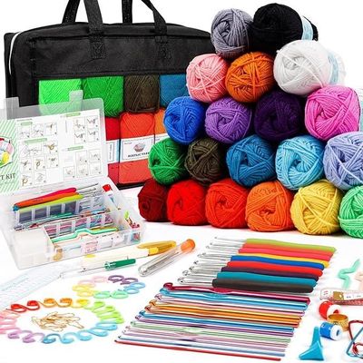 NEWFUN Kit Crochet 87 Pièces Complet – Débutant Adulte Enfant, Crochets 0.6-6.5mm, Fils, Accessoires + Sac
