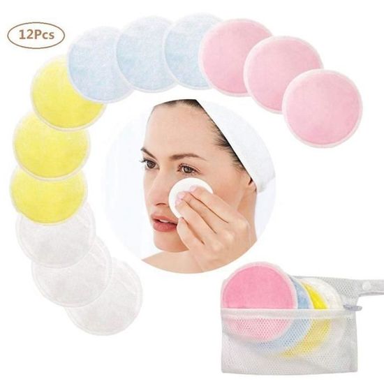 Pochette De Sac Avec 4 Carrés Démaquillants En Bambou éco+ - Neufs, éco-responsables, Pour Tous Types De Peau