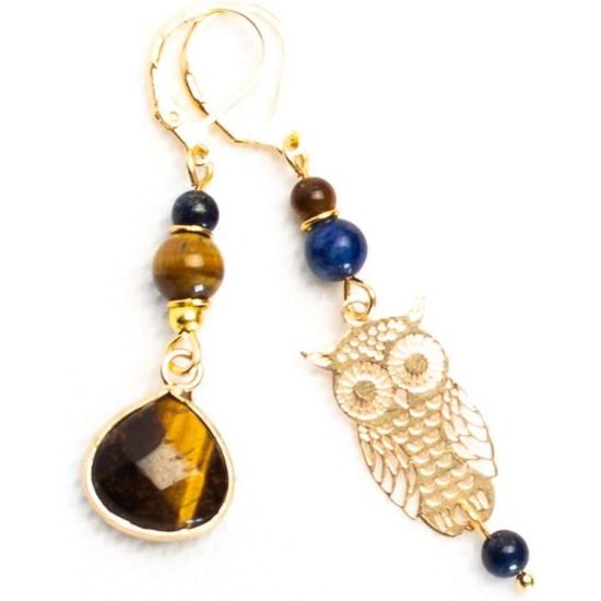 Boucles D'oreilles Dormeuses Lapis Lazuli Cabochon 25mm - Neuves Avec étiquettes, Pierre Bleue, Cuivre Argenté