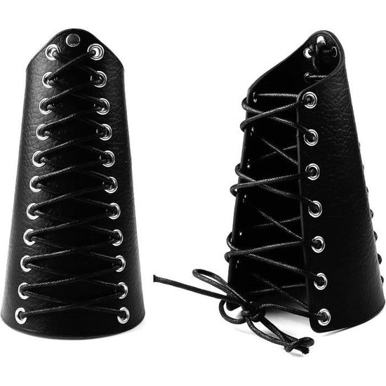 Bracelet Gantelet Médiéval En Simili Cuir - Style Rétro Gothique Punk - Taille Ajustable Pour Homme Et Femme