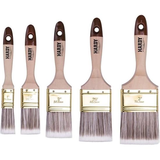 Lot De 5 Pinceaux Plats SAVY En Bois - 15mm, 20mm, 30mm, 40mm, 50mm
