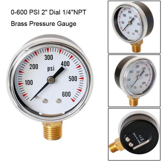 Manomètre 32 Degrés 0-600 PSI – Noir – Pour Paintball HPR Impulse Ion Bob Long