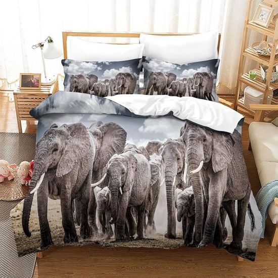Housse De Couette Éléphant Bohême Style 3 Parure De Lit Ensemble De