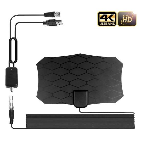 Antenne TV Intérieure Magnétique – Réception 360° DVB-T2/TNT HD – Compatible 4K – Câble Coaxial 5 M