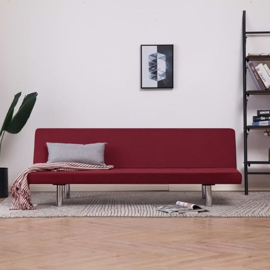 Canapé-lit convertible Haut de gamme® - Rouge bordeaux Polyester - 3 places