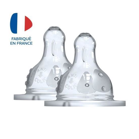 Chicco Tétine Physiologique Anti-Coliques Silicone Flux Moyen 2+ Mois - Lot De 2