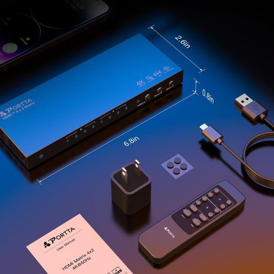 Répartiteur HDMI 2.0 OREI UHDS-102A - 4K à 60 Hz, Extracteur Audio - Compatible Home Cinéma, Gaming, TV 4K