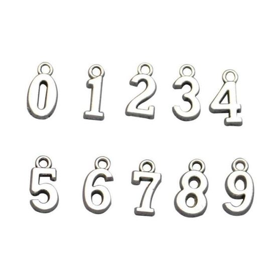 Lot De 120 Pendentifs Chiffres Arabes 0-9 En Métal Doré - Pour Fabrication De Bijoux DIY - Environ 15mm De Long - Trous De 1.8mm