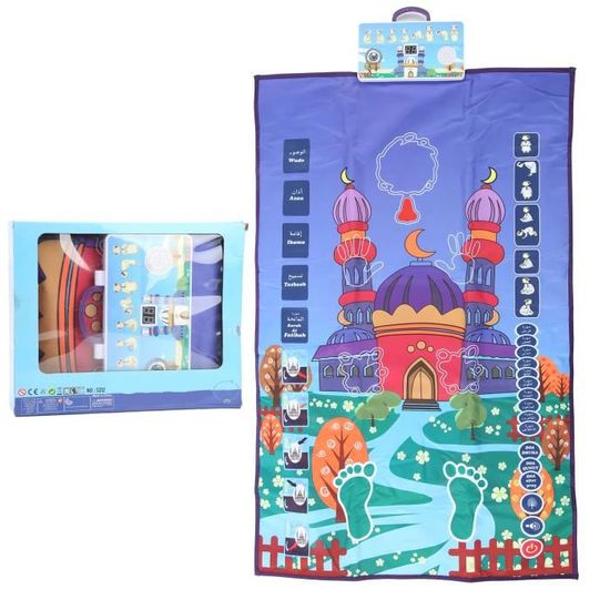 Tapis De Prière Électronique Enfant - Apprentissage Interactif Des Prières Islamiques - Coran, Doua, Boussole - Rose