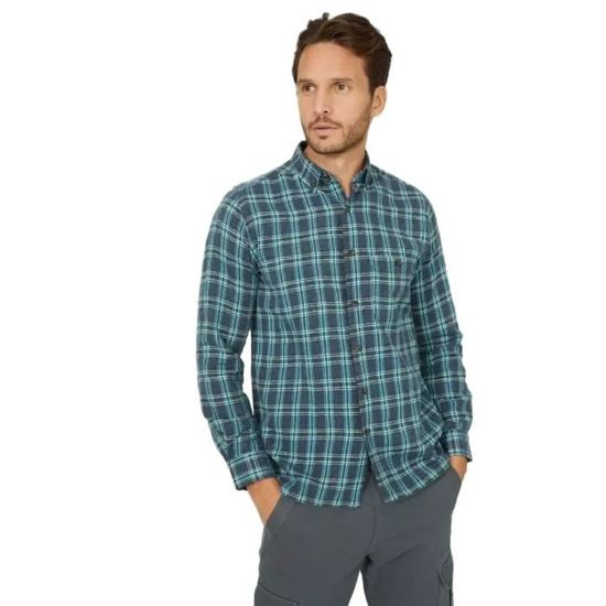Chemise manches longues à carreaux en coton bio GOTS VERT FONCE pour homme