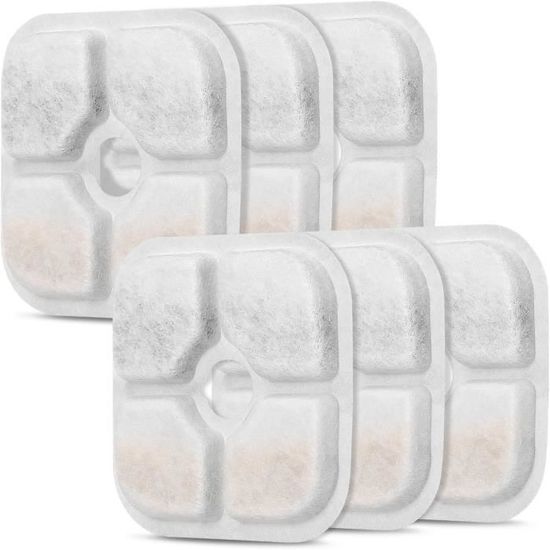 Lot De 6 Filtres De Fontaine À Eau Pour Chat - 50 % Plus En Résine Et Charbon Actif - Filtres De