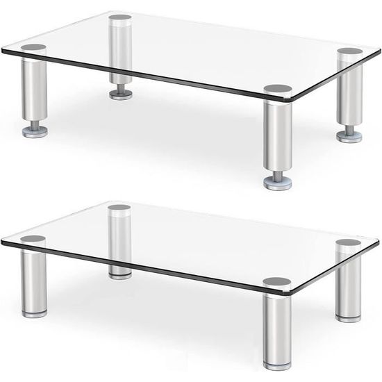 FITUEYES Réhausseur D'Écran En Verre Trempé - Support Moniteur Ergonomique 56x24x9,5cm Jusqu'à 25kg
