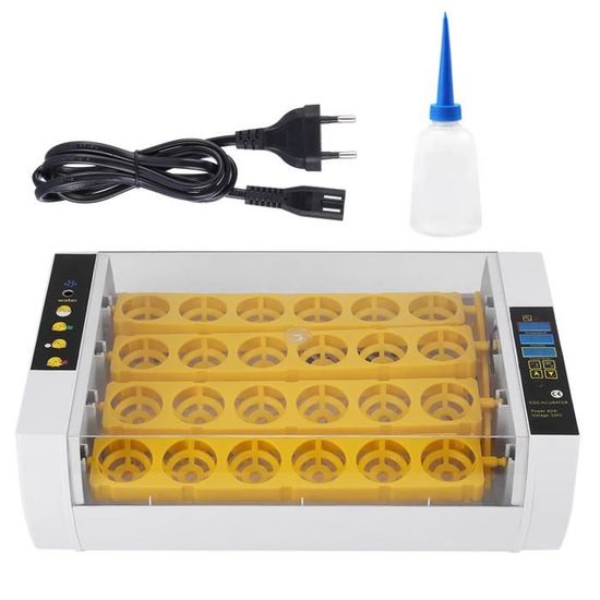 Incubateur Automatique 24 œufs – 50 W, Rotation Automatique, Contrôle De Température, Plastique Blanc