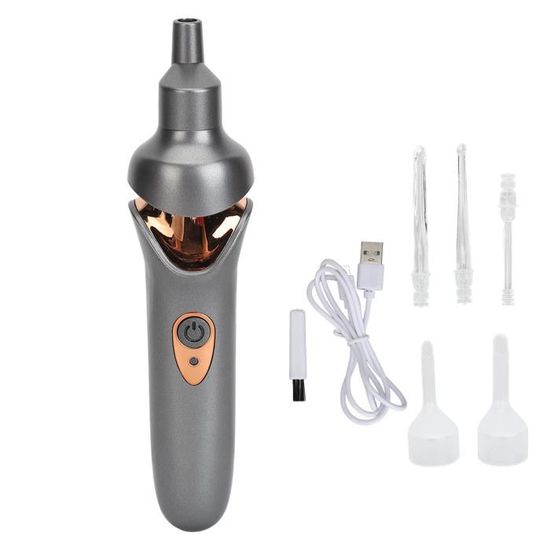 Aspirateur Électrique Oreille & Nez USB - 5 Vitesses, Têtes Silicone Souples, Tube Allongé - Dès 2 Ans Et Adultes