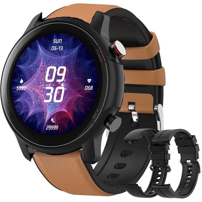 Bracelet Connecté Duckdik - GPS Intégré, Moniteur Cardiaque, SpO2, Suivi Sommeil - Étanche 5ATM - 2 Bracelets (noir + Orange)