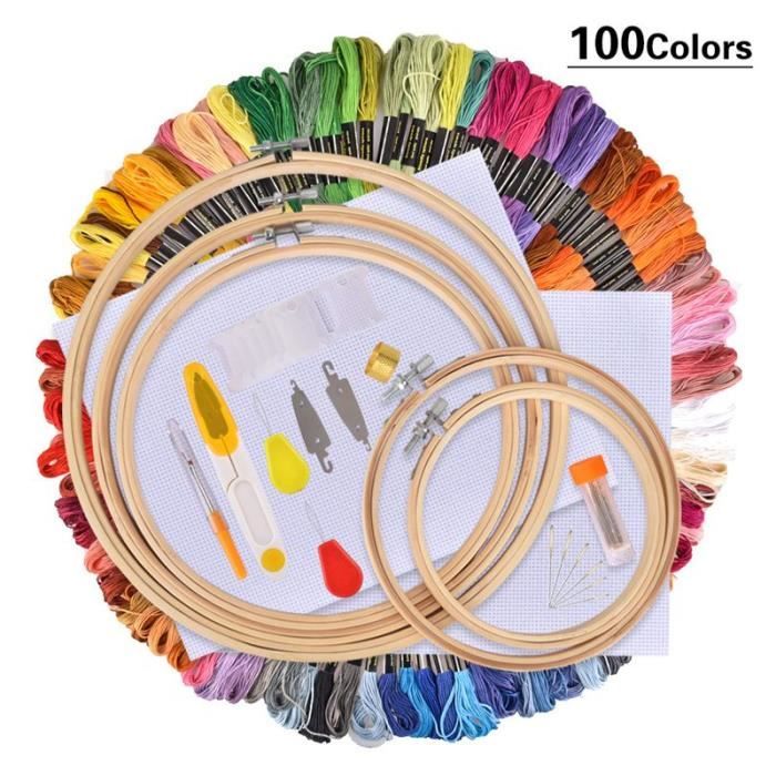 Kit Broderie 17 Pièces – Poinçon, Aiguilles, Stylo, Bobines Et Fils, Tout Pour Broder Comme Une Pro