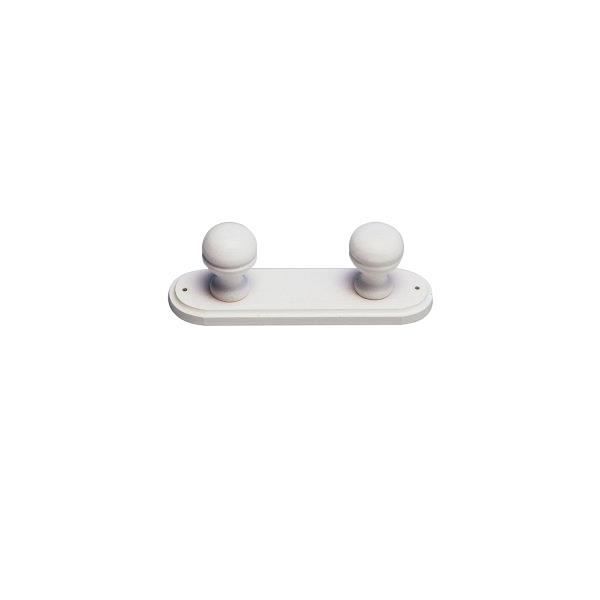 Porte manteaux bois 2 patères (Blanc)