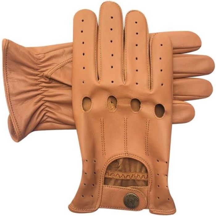 EXCLUSIVES PAIRS DE GANTS EN CUIR CACHEMIRE DE VACHE ITALIENNE POUR LA CONDUITE HOMME – ROUX TAILLE XL.