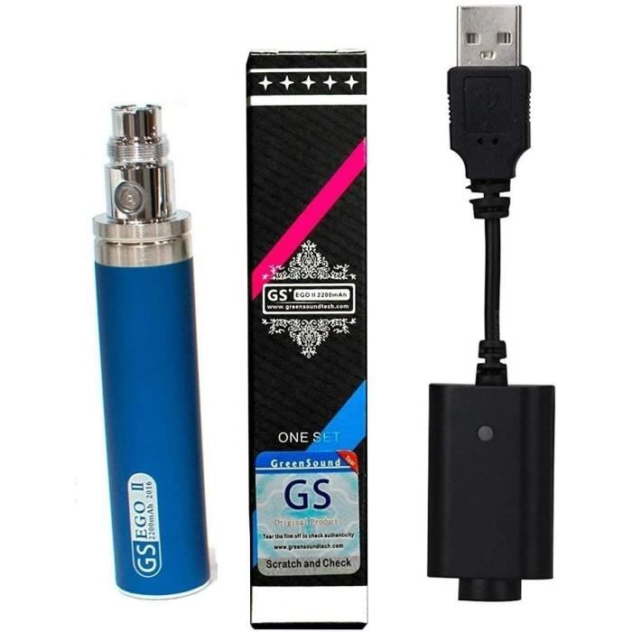 GS EGO II 2200 Mah Cigarette Electronique +Chargeur+Clearomiseur BLEU