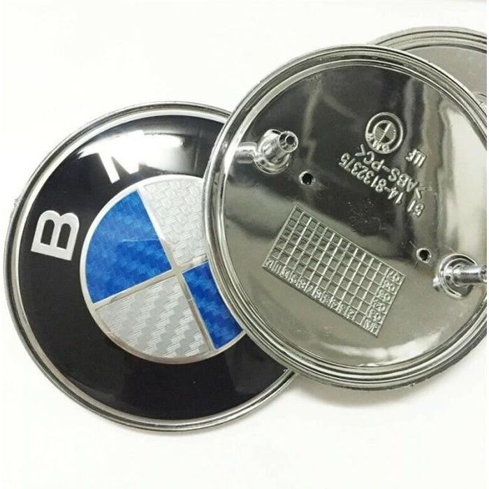 PIECE EN FIBRE DE CARBONE EMBLEME INSIGNE BMW CAPOT AVANT ARRIERE DIAMETRE 82 MM