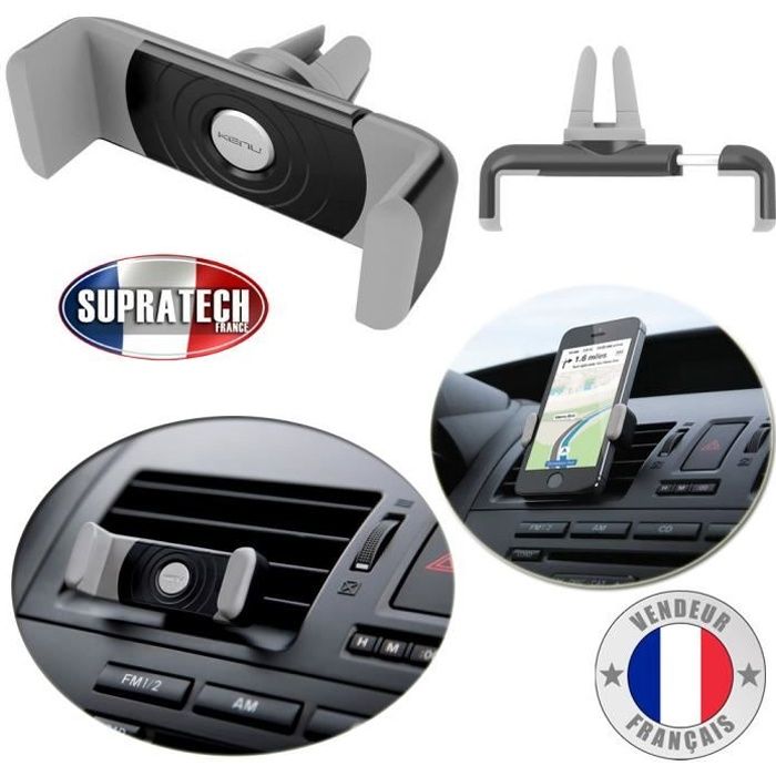 Support Fixation Voiture Rotatif 360 sur Grille d’Aération Universel pour Tous Smartphones