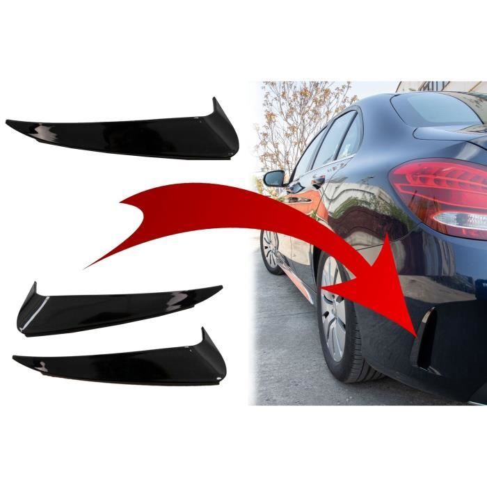 Pare-chocs Flaps Côté Fins pour Mercedes C W205 2014-2018 AMG Look Noir Brillant